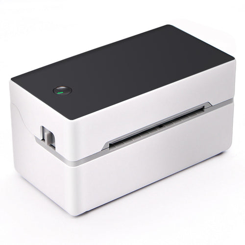 Thermal label printer, front three-quarter view
